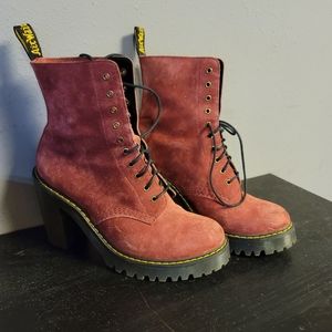 Dr Marten's Kendra Heeled Boots in Wine